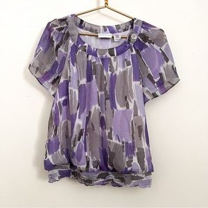 Alfred Dunner size 14 purple and grey blouse